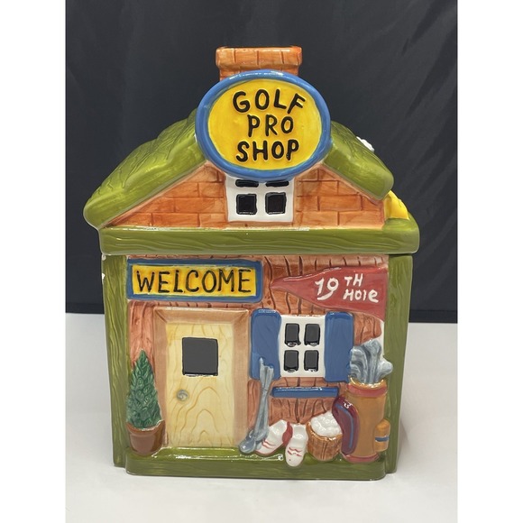 Golf ProShop Cookie Candy Jar -Golf 19th Hole - Rare -Read Description‎